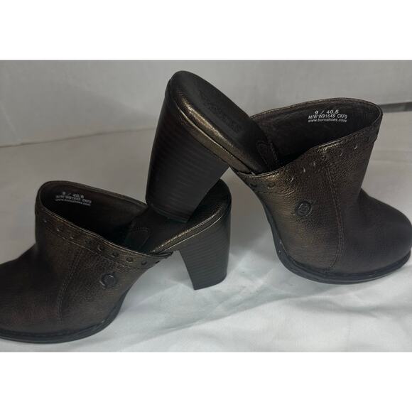 Born Lella Bronze Metallic Brown Leather Heeled Clog Mule Size 9 - Picture 10 of 10